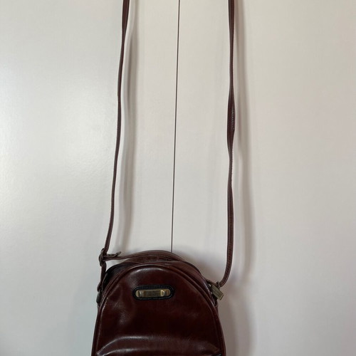 Vintage crossbody bag used, brown and black, faux leather