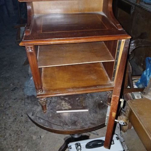 Vintage nightstands used, set of 2, solid wood with marquetry