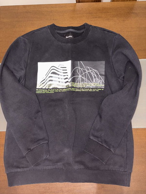 Bershka crew neck sweatshirt, oversize, black and green, size S