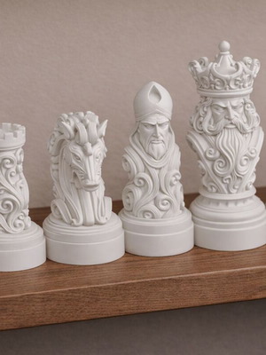 3D Printed Chess Pieces Royal Theme Set of 32 New