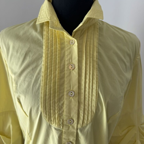 Grama pleated shirt size L used, yellow with balloon sleeves