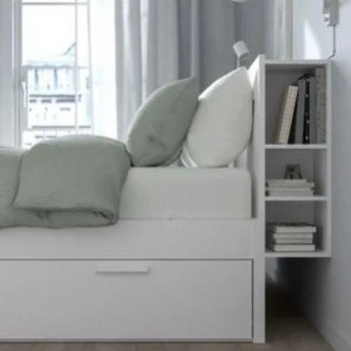 BRIMNES bed with storage and headboard, 160x200 cm