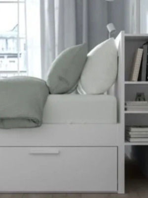 BRIMNES bed with storage and headboard, 160x200 cm