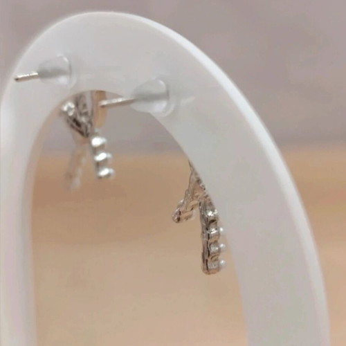 Bow earrings with pearls new, silver