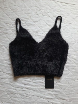 Crop Top Pinko Black Fuzzy Size Large New