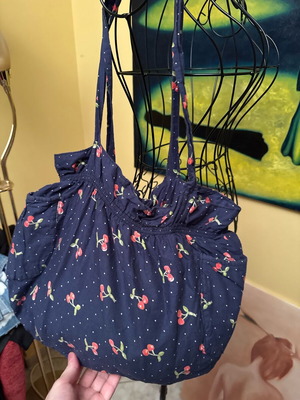 Navy bag with cherry print like new