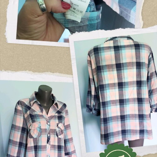 Cotton checked shirt like new, sizes 2XL and 3XL