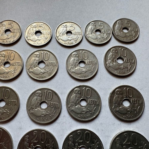 Coins Hellas 1912 5, 10, 20 lepta used, set of 21