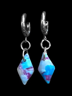 Neo-Rombus earrings from recycled plastic and stainless steel new, blue