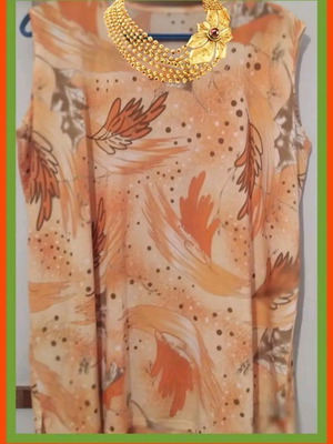 Blouse in shades of orange with beautiful design, like new, XL