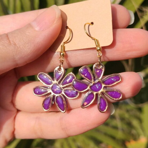 Handmade earrings new, purple and gold
