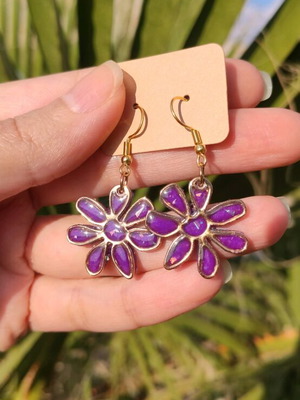 Handmade earrings new, purple and gold
