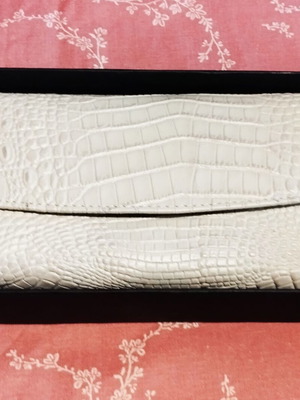 A To Z Greek wallet new, faux crocodile leather beige