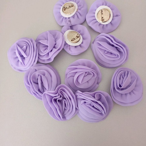 Fabric Flower Brooch Set of 11 used, purple