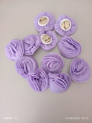 Fabric Flower Brooch Set of 11 used, purple