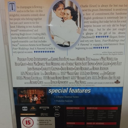 Four Weddings and a Funeral DVD used with Greek subtitles