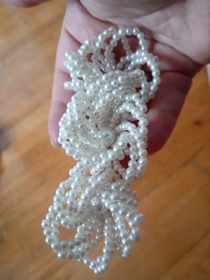 French barrette hair clip with white faux pearls, vintage style