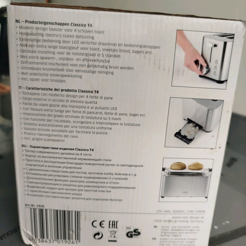 Caso Classico T4 toaster 4 slots 1400W inox new