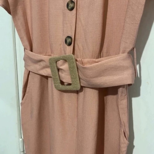 Women's jumpsuit new, salmon color, linen fabric, size L