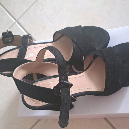 Gianna Kazakou black sandals like new, size 40, suede, 12 cm heel
