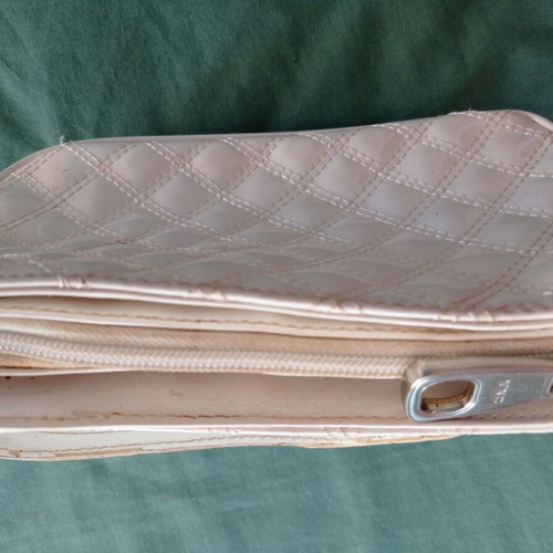 Mango white quilted patent leather handbag used