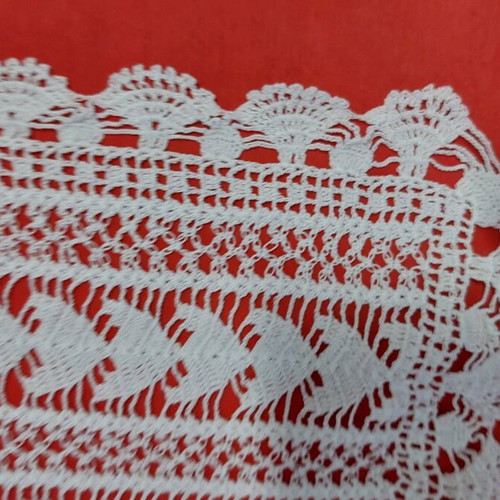 Crochet lace doily 45x24cm white elongated new