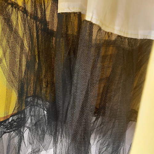 Lonely Formal Skirt Yellow With Black Lace And Tulle New