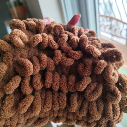 Knitted handmade brown bag like new, handheld