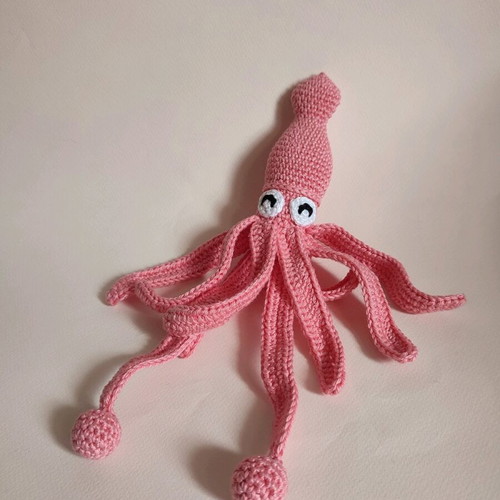 Amigurumi Knitted Doll Pink Squid New