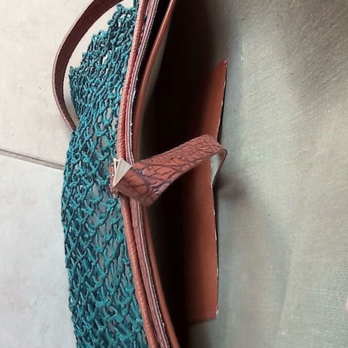 Vintage Hunting Game Bag with Knitted Net, Brown/Tan