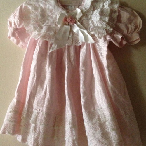 Vintage 90s Baby Dress with Lace and Bow 12 Months used Bebelinas