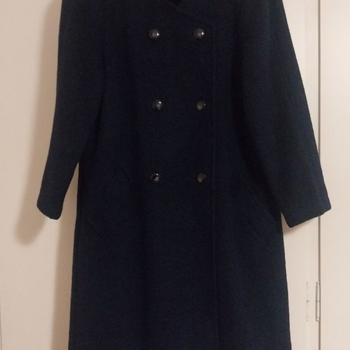 Vintage wool coat used, tailor made, size XL, blue