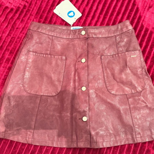Mayoral Kids Leather Skirt Solid Burgundy New