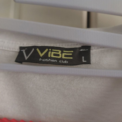 White t-shirt with print used, size L, 100% cotton