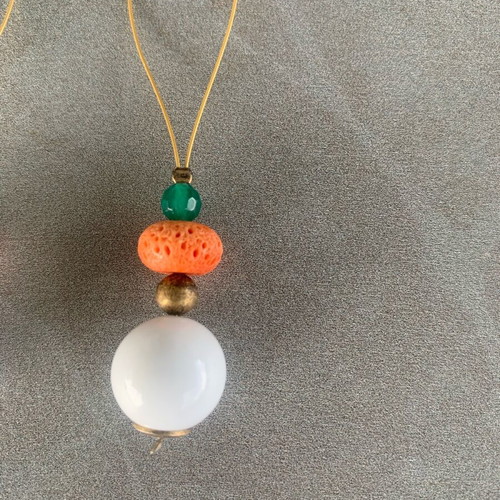 Long beaded summer earrings like new, white and orange