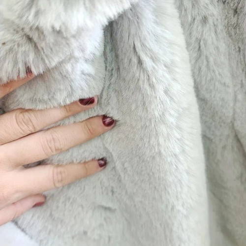Eco-friendly fur coat, ice color, one size