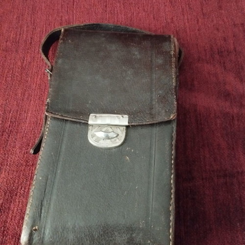 Leather case for analog camera used, vintage style