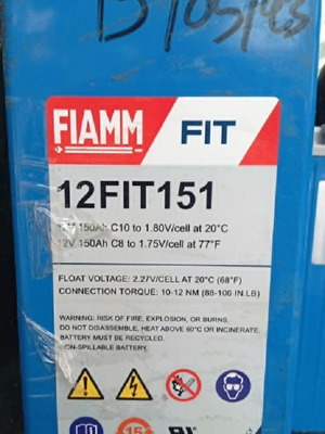 Fiamm 12FIT151 VRLA Battery 12V 150Ah used, very long-life front terminal
