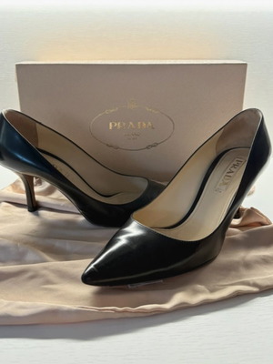 Prada shoes used with original dust bag and box, size 37.5, black