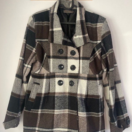 Checked jacket used, brown, size L