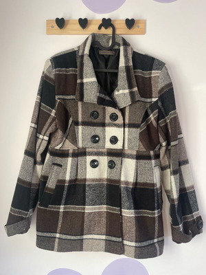 Checked jacket used, brown, size L