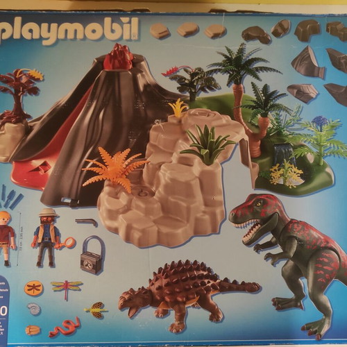 Playmobil Dinos Volcano Set 5230 like new with extra explorer gift