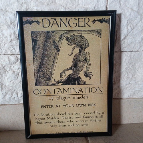 Handmade ink horror art print in A4 frame new