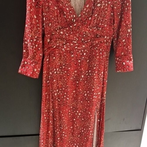 Zara animal print dress 100% viscose like new, red