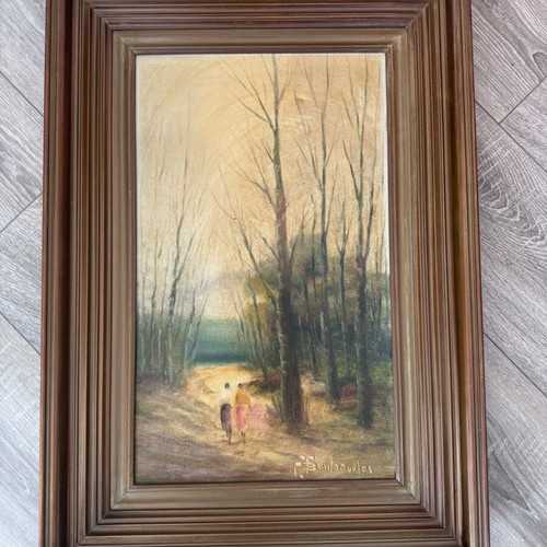 Vintage Vasilopoulos Painting Romantic Couple Scene like new