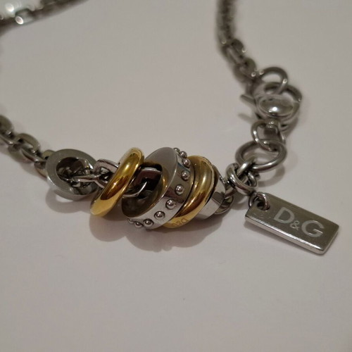 Dolce & Gabbana D&G necklace with silver and gold-tone rings and chain new