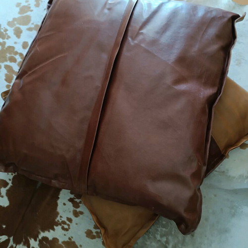 Techno leather brown-chocolate pillows new, stylish for decoration