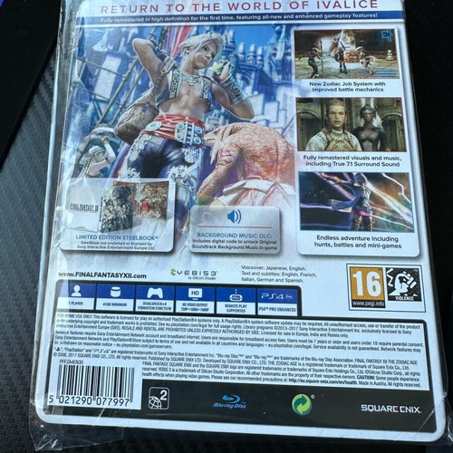 Final Fantasy XII Zodiac Age PlayStation 4 like new, limited edition steelbook