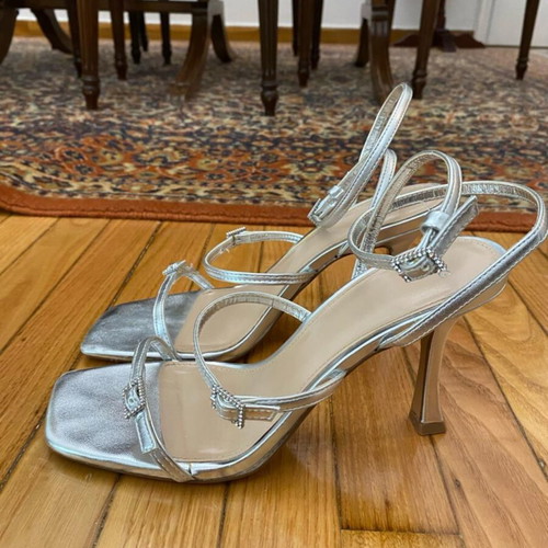Mango silver heels like new, size 38, sandals