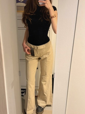 Vintage low waist elegant pants beige, size XS, like new